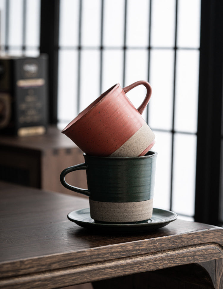 Gohobi Tasse à café en céramique de style japonais avec soucoupe 006