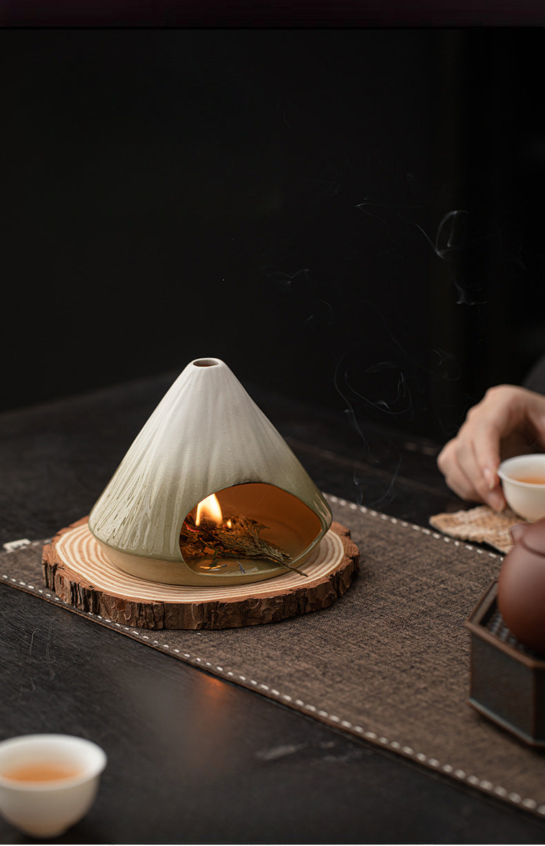 Cheminée à encens du Mont Fuji, brûleur d'encens en cèdre et sauge, grand four en bois sacré péruvien, brûleur d'encens en céramique