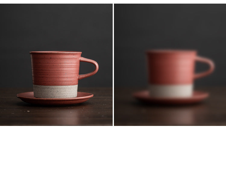 Gohobi Tasse à café en céramique de style japonais avec soucoupe 006