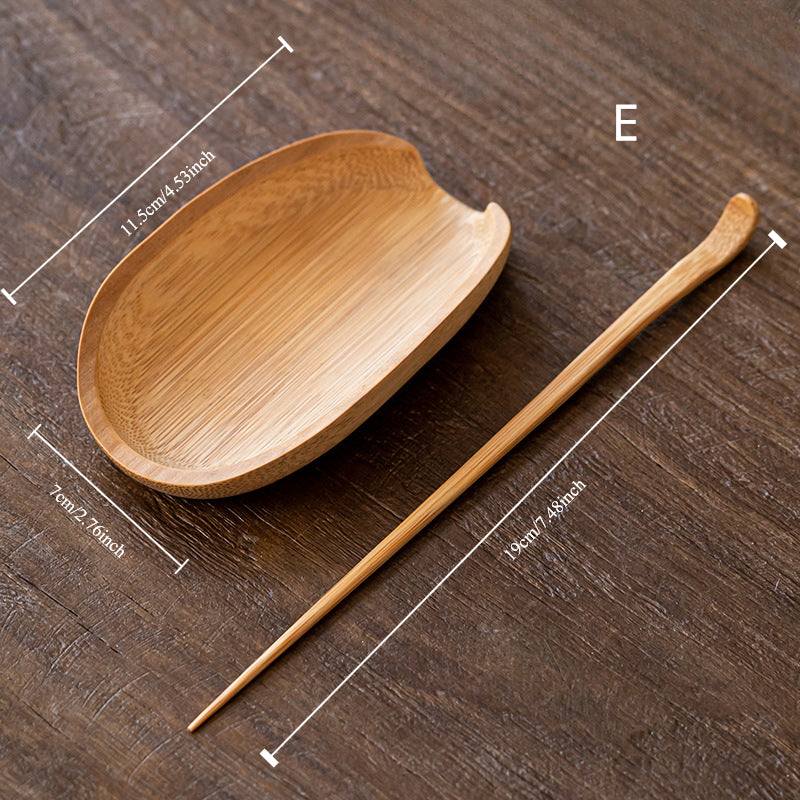 Gohobi Retro Bamboo Chaze Tea Tool Set – Handmade Chinese Tea Lotus Scoop, Teaspoon & Tea Needle Three-Piece Set