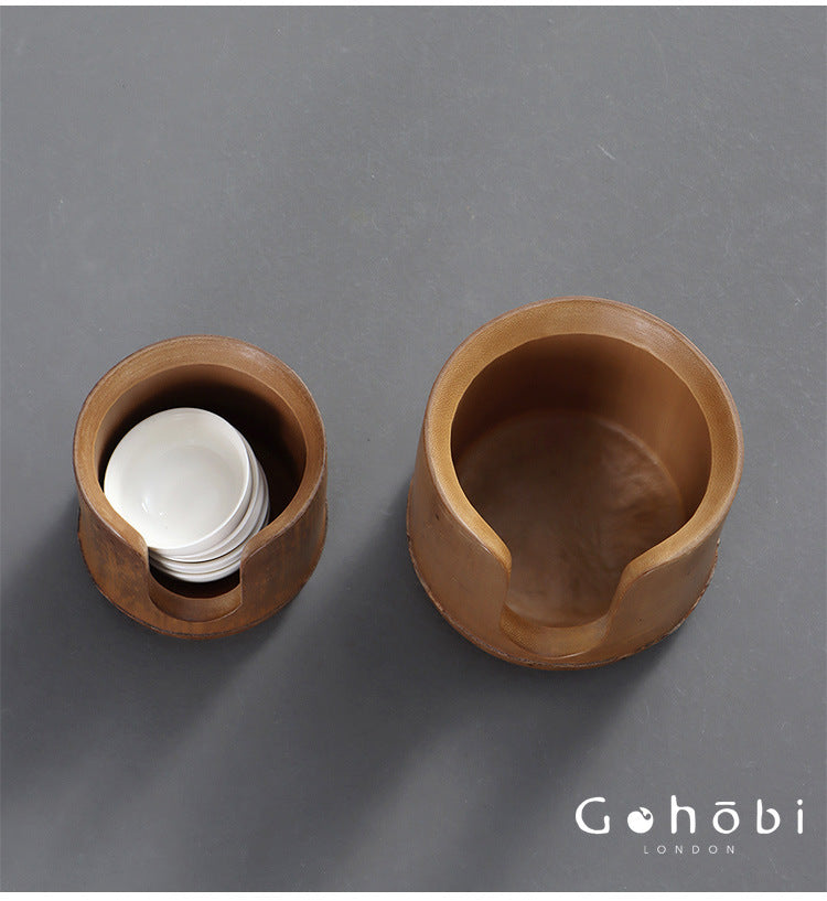 Gohobi Bamboo Woven Tea Cup Holder Basket – Zen Style Tea Cup Storage Tube & Chopstick Basket