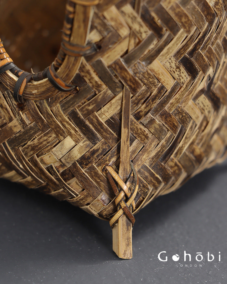 Gohobi Bamboo Woven Tea Cup Holder Basket – Zen Style Tea Cup Storage Tube & Chopstick Basket