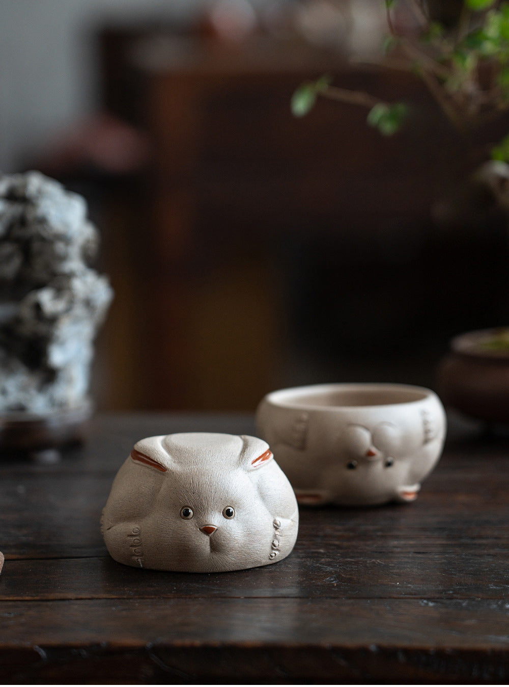Tasse à thé en céramique faite à la main en forme de lapin de Gohobi