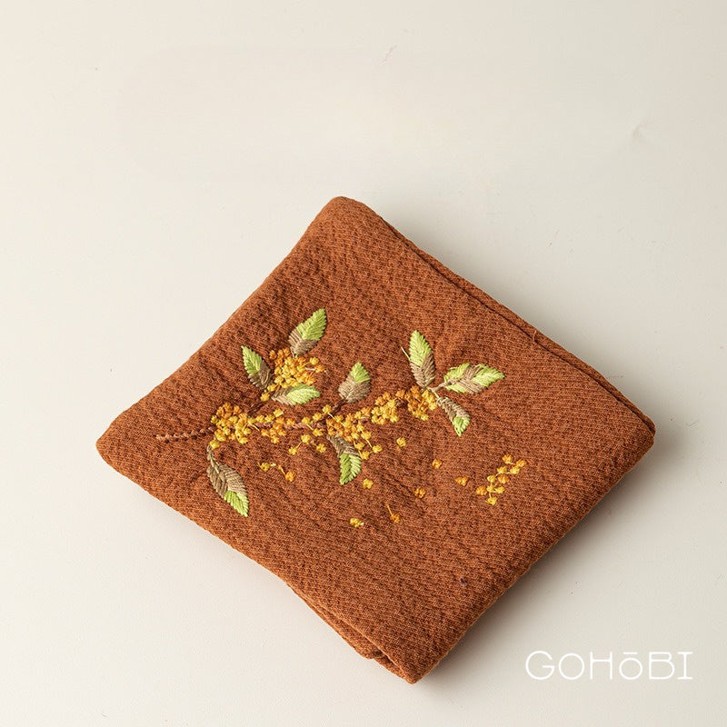 Gohobi Embroidered Tea Towel – Chinese Style Absorbent Tea Cloth for Tea Table