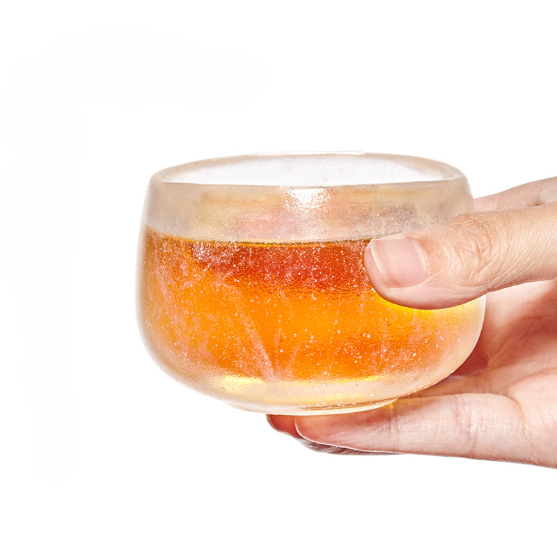 Gohobi Pate de Verre Tasse à thé ronde en verre à neige