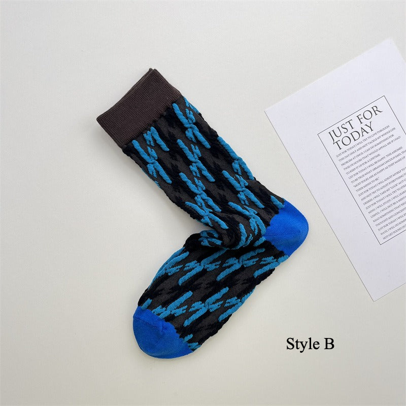 Gohobi Geometric Embossed Irregular Pattern Socks