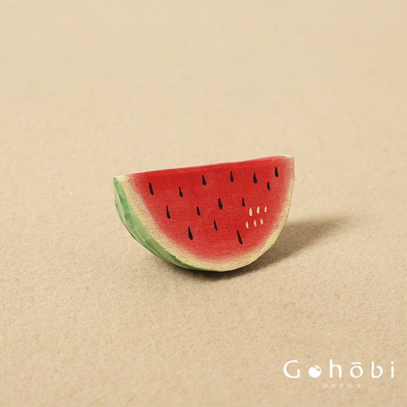 Gohobi Handcrafted Wooden Watermelon Ornament – Handmade Solid Wood Fruit Sculpture Home Decor