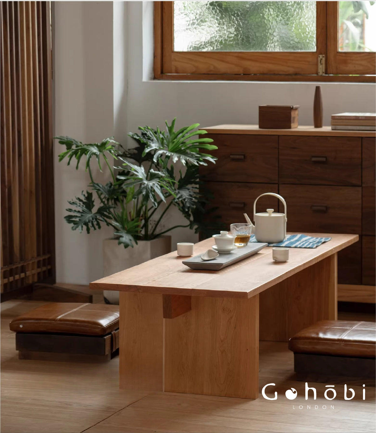 Gohobi Handmade Solid Wood Coffee Table – Japanese Modern Minimalist Tea Table for Living Room | FSC Certified Furniture