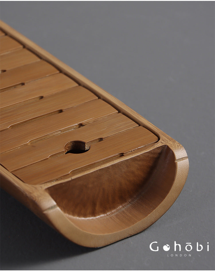 Gohobi Natural Old Bamboo Tea Tray – Water Storage Kung Fu Tea Tray Portable Wet Tea Table