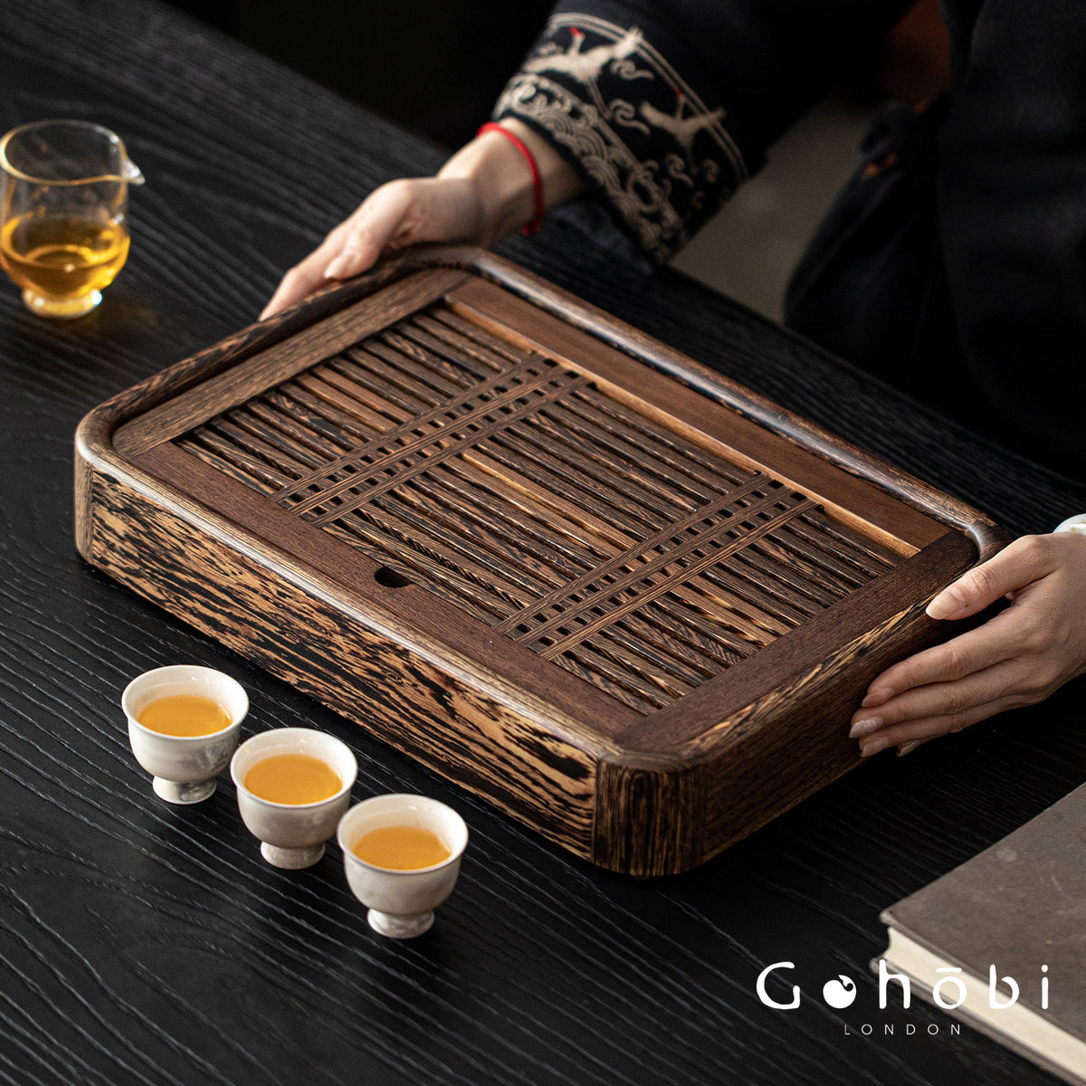 Gohobi Solid Wood Water Storage Tea Tray – Chinese Gongfu Tea Table Tray