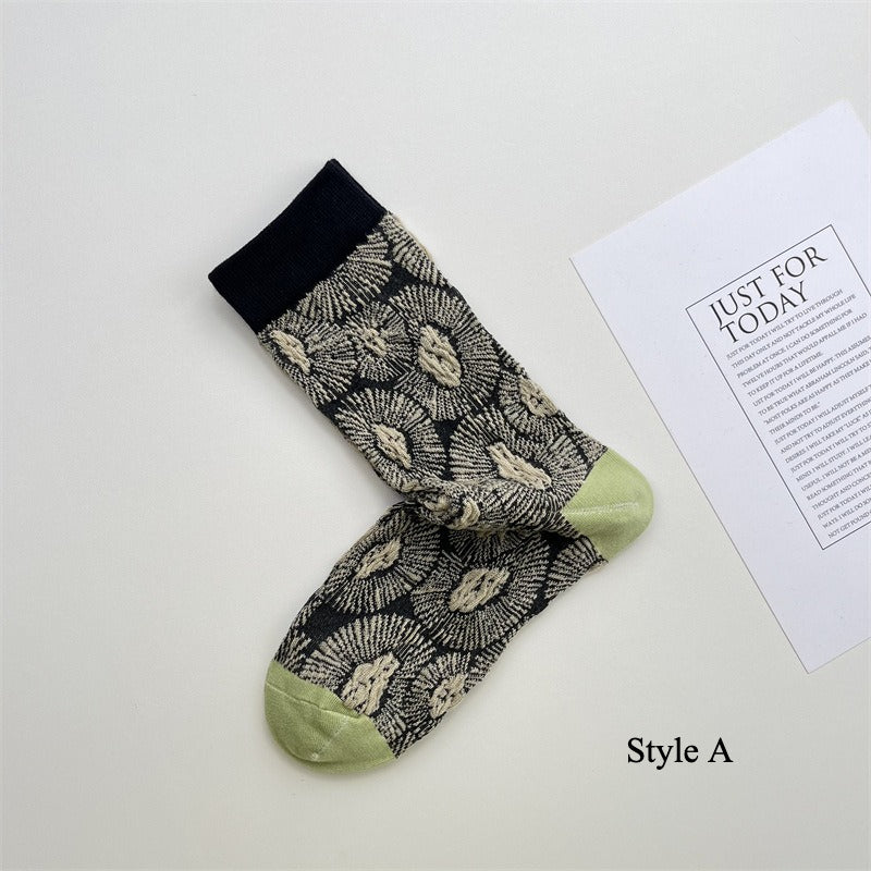 Gohobi Geometric Embossed Irregular Pattern Socks