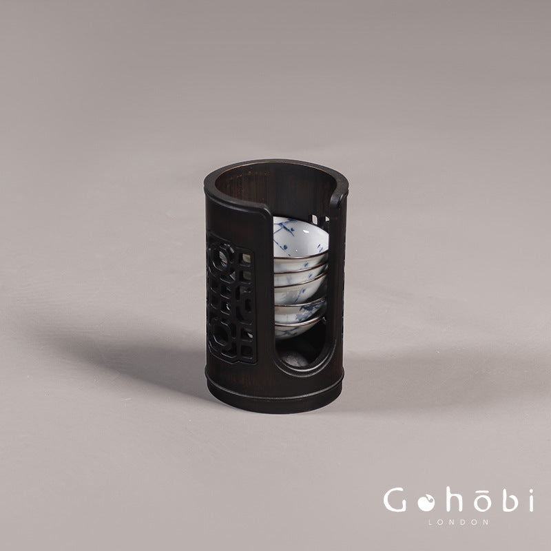 Gohobi Bamboo Woven Tea Cup Holder Basket – Zen Style Tea Cup Storage Tube & Chopstick Basket