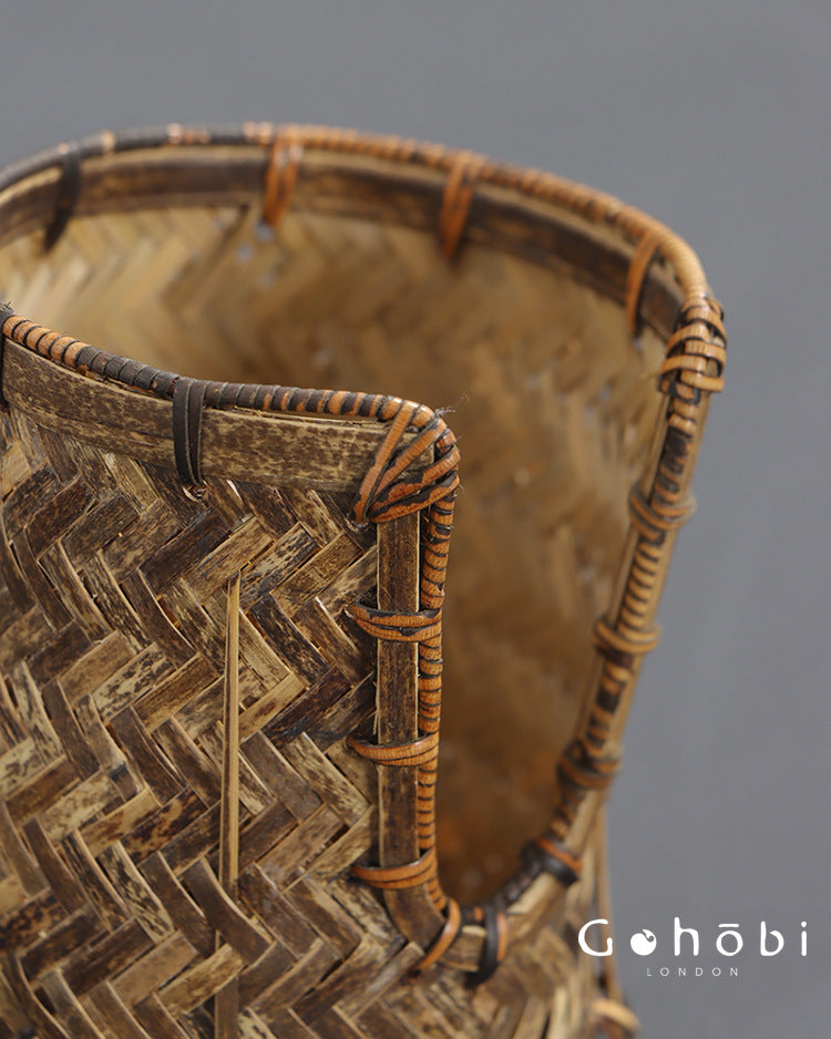 Gohobi Bamboo Woven Tea Cup Holder Basket – Zen Style Tea Cup Storage Tube & Chopstick Basket