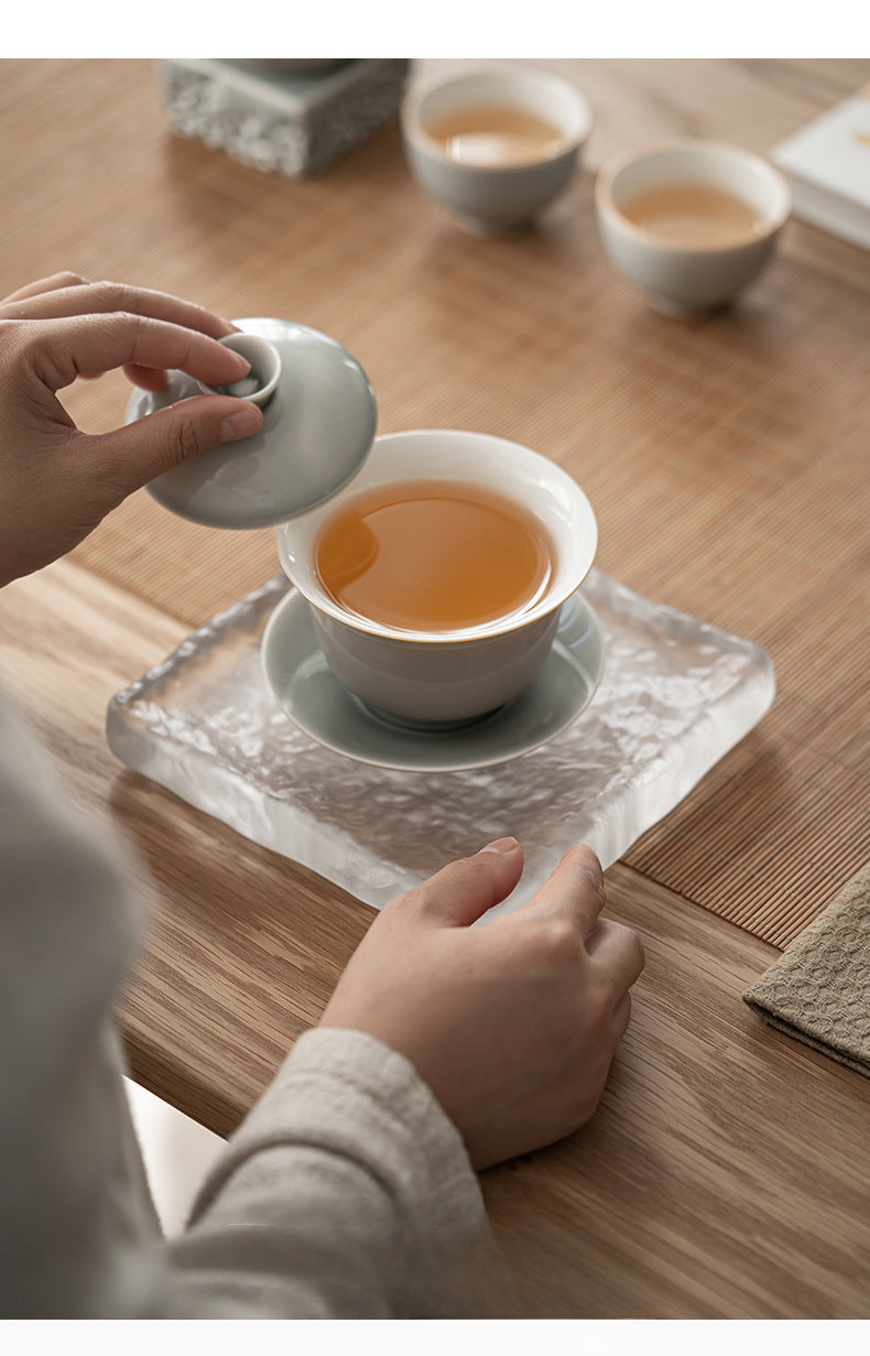 Bol à couvercle Sancai en glaçure de suie et de cendre glacée de style japonais, grande tasse à thé en céramique, bol à thé, service à thé Kung Fu, infuseur à thé, bol à thé