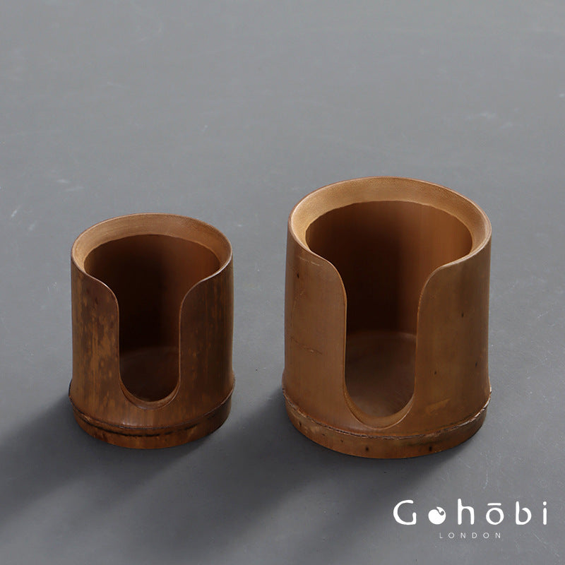 Gohobi Bamboo Woven Tea Cup Holder Basket – Zen Style Tea Cup Storage Tube & Chopstick Basket