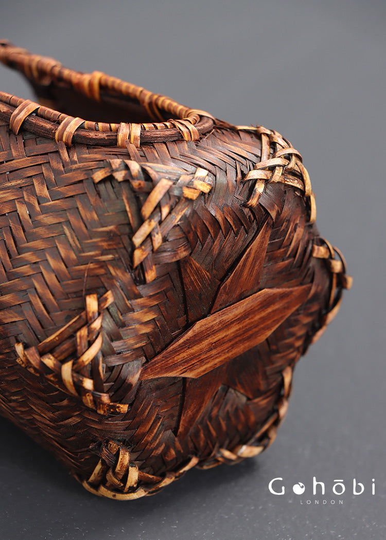 Gohobi Bamboo Woven Tea Cup Holder Basket – Zen Style Tea Cup Storage Tube & Chopstick Basket