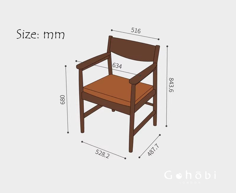 Gohobi Handmade Solid Wood Curved Armchair – Study Chair Office Seat Leisure Home Bedroom Chair | FSC Certified Furniture