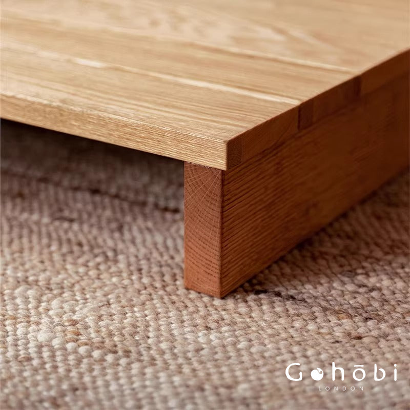 Gohobi Handmade Solid Wood Tatami Floor Platform – Japanese Style Red Oak & Black Walnut Bay Window Seating | FSC Certified Furniture