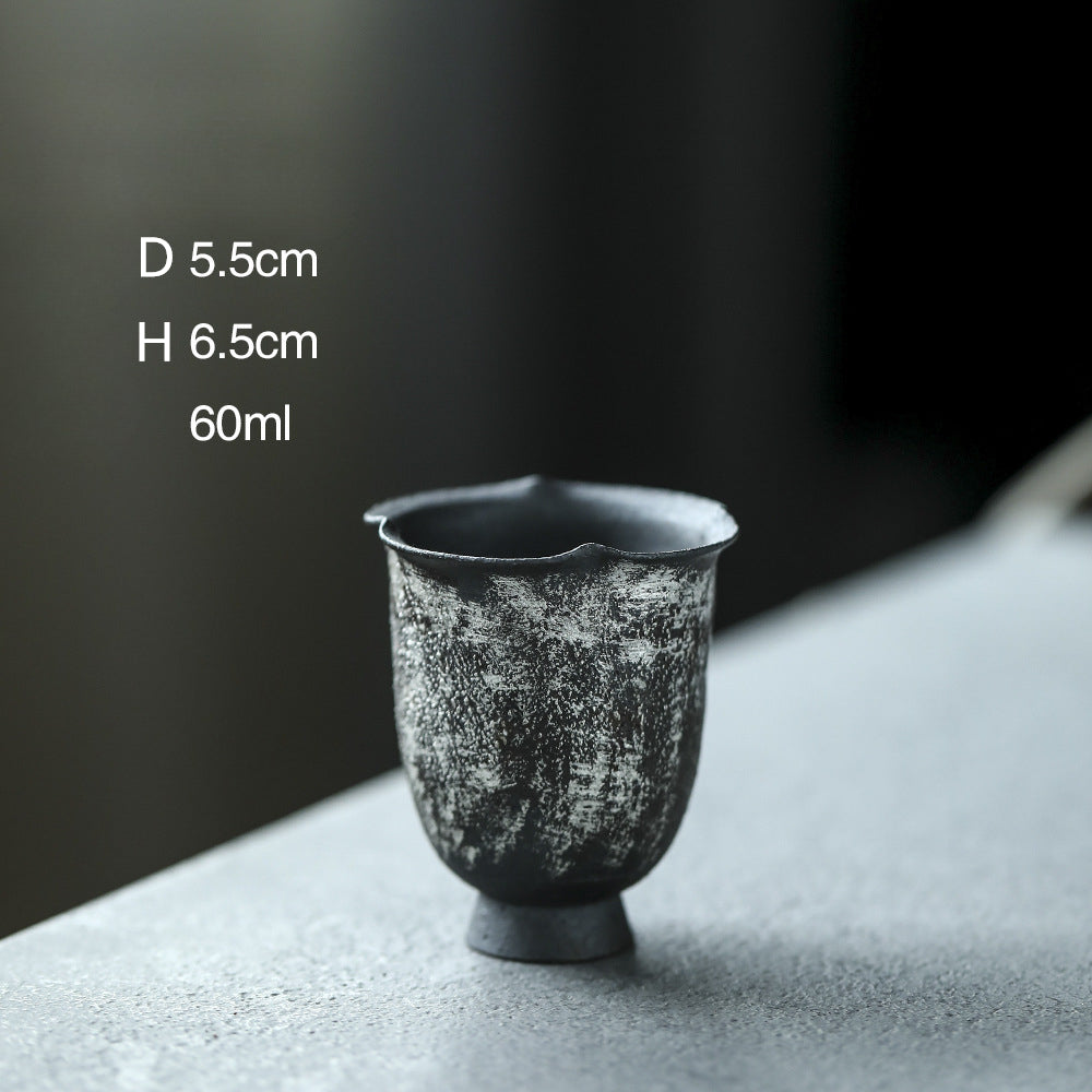 Gohobi Tasse à thé en céramique faite à la main avec finition argentée