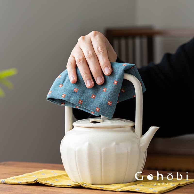 Gohobi Cotton Linen Tea Towel – Japanese Style Absorbent Tea Cloth for Tea Ceremony