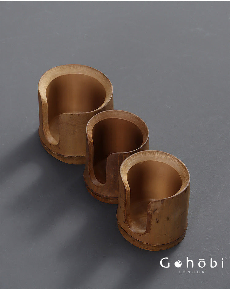 Gohobi Bamboo Woven Tea Cup Holder Basket – Zen Style Tea Cup Storage Tube & Chopstick Basket