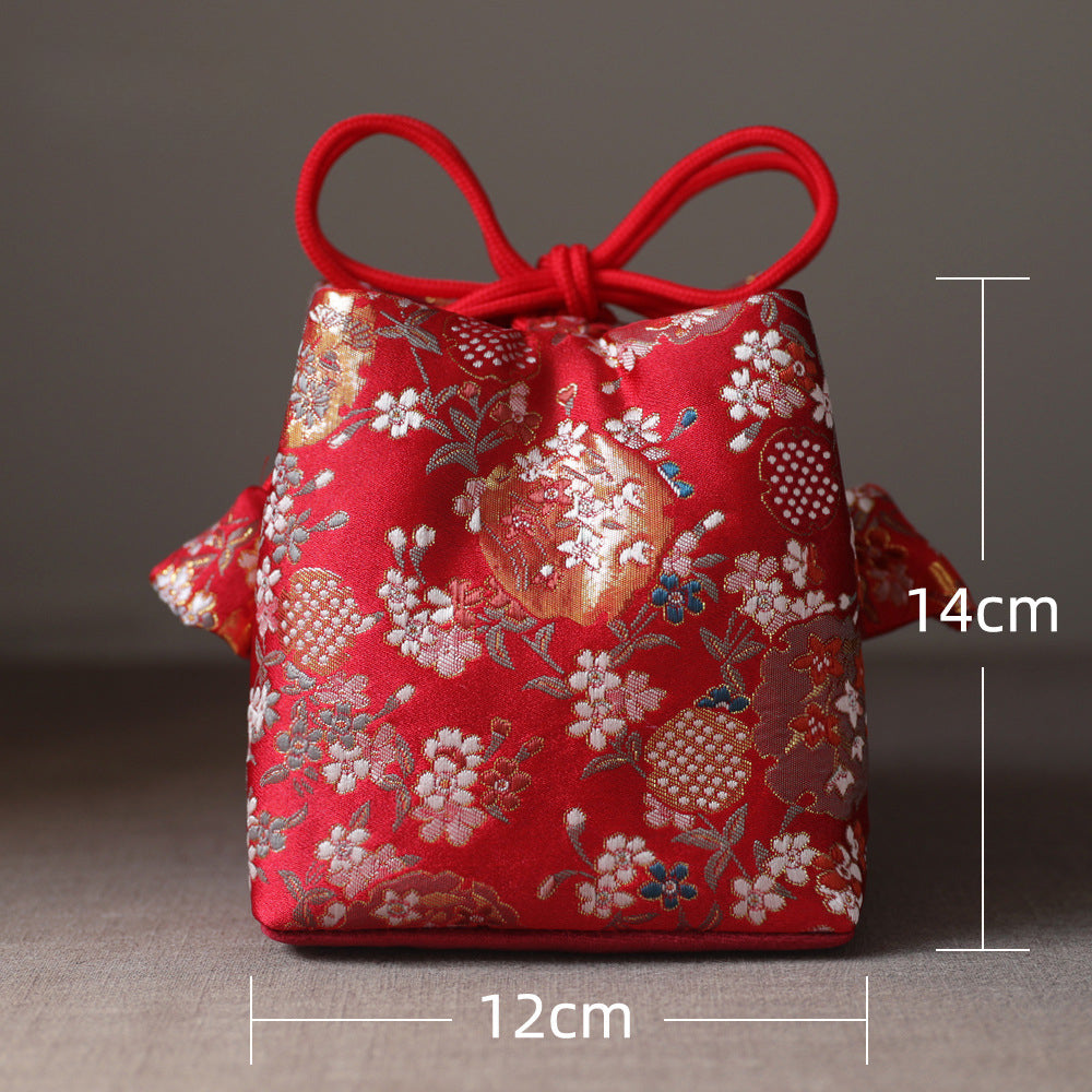 Gohobi Colourful Brocade Teaware Storage Travel Bag Shifuku