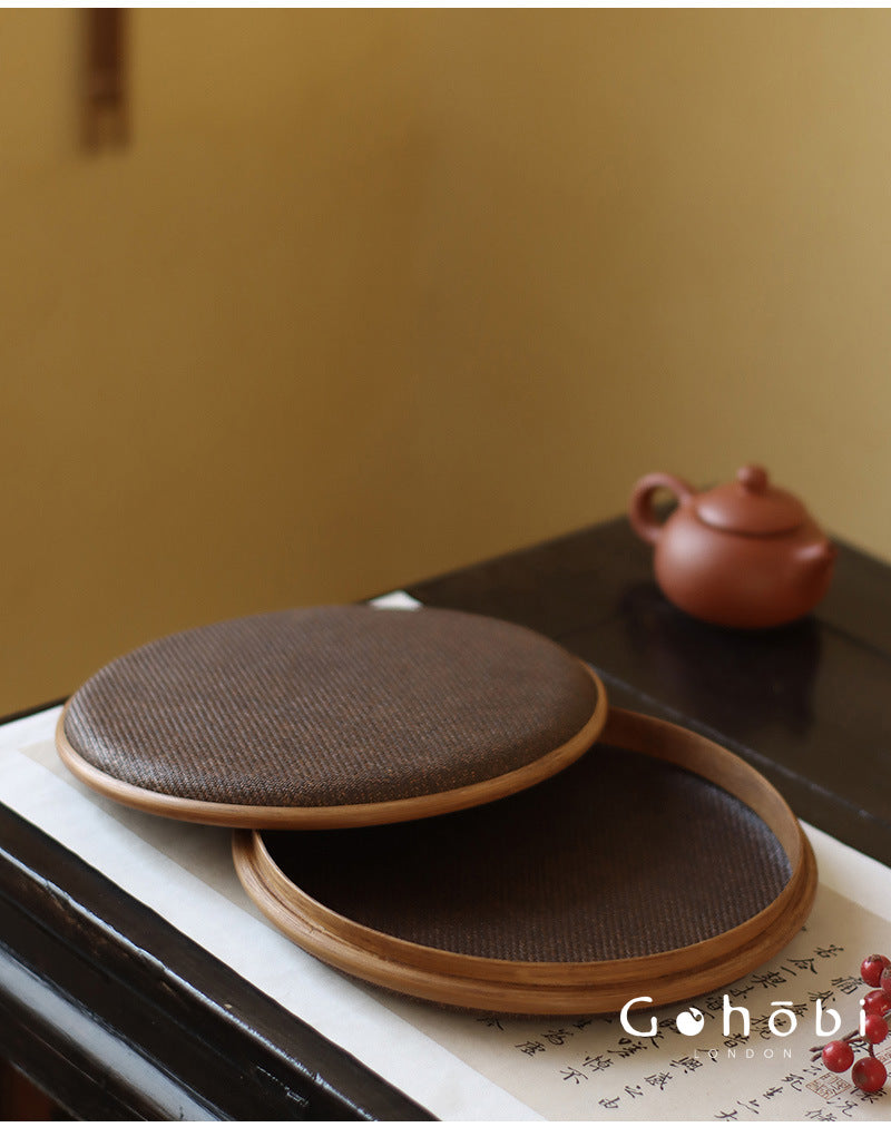 Gohobi Handmade Bamboo Woven Pu'er Tea Box – Retro Chinese Tea Cake Storage Box for Qizi Cake Collection