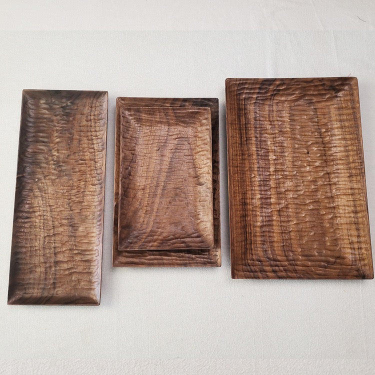 Plateau de service gravé en bois de noyer Gohobi
