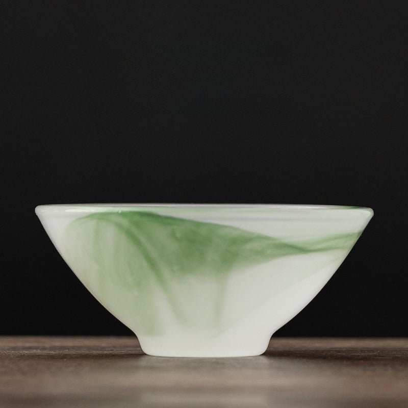 Gohobi Green Swirl Glass Fairness Pitcher & Douli Cup Teaware