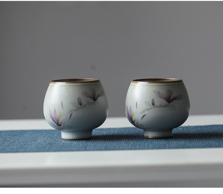 Gohobi Hand painted Magnolia Tea Cup Ceramic Chinese Gongfu tea Kung fu tea Japanese Chado
