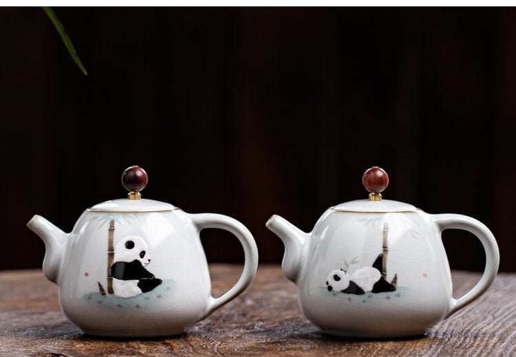 Gohobi Hand-painted Panda Teapot Ceramic Chinese Gongfu tea Kung fu tea Japanese Chado