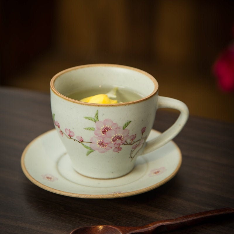 Gohobi Hand-painted ceramic Flowers Hydrangea Peach blossom tea cup Chinese Gongfu tea Kung fu tea Japanese Chado