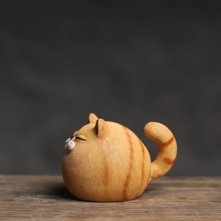 Gohobi Handmade cat ornaments Tea pets ceramic YiXing clay Chinese Gongfu tea Kung fu tea Japanese Chado unique ornaments