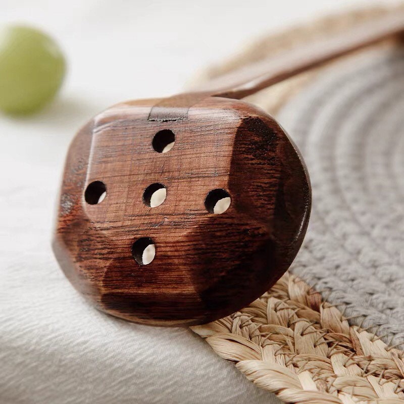 Gohobi Wooden slotted spoon ramen soup spoon Japanese Chinese large spoon oriental utensil