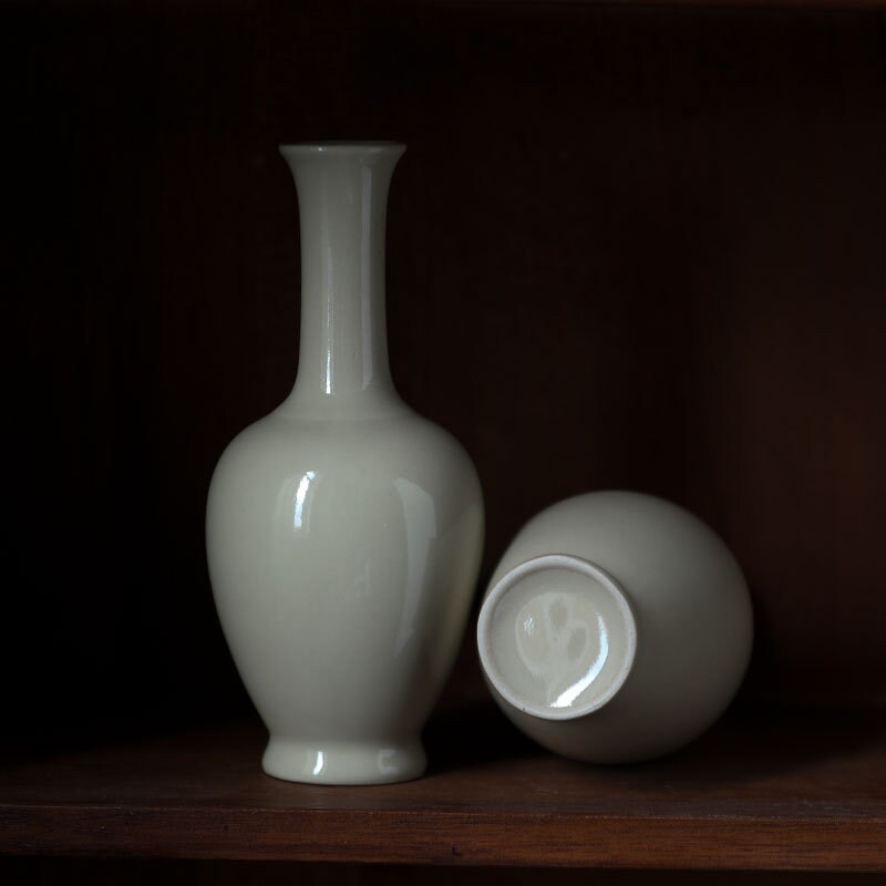 Gohobi handmade white ceramic vase pottery zen Chinese Gongfu tea Kung fu tea Japanese Chado table decoration