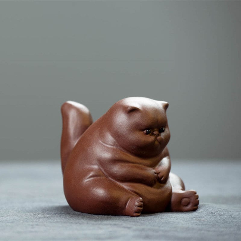 Gohobi Handmade cat ornaments Tea pets ceramic YiXing clay Chinese Gongfu tea Kung fu tea Japanese Chado unique ornaments