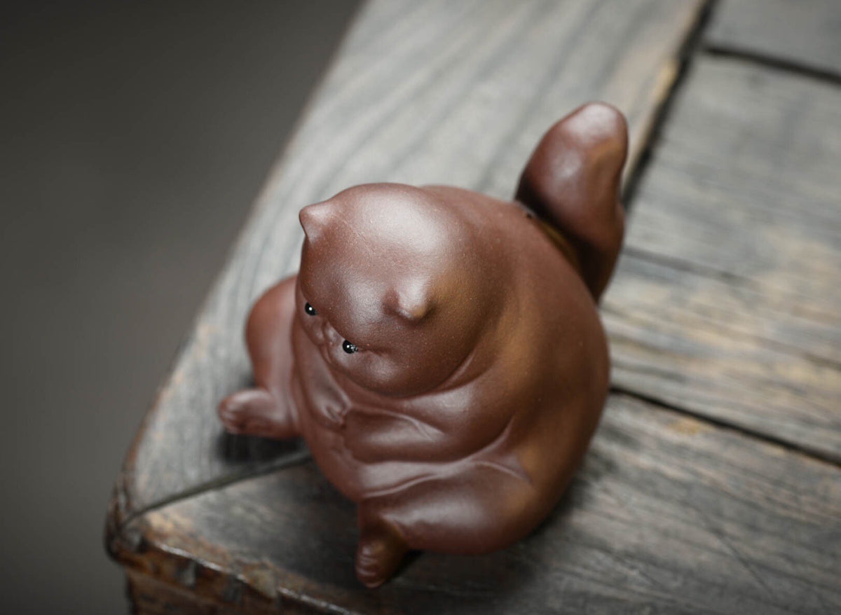 Gohobi Handmade cat ornaments Tea pets ceramic YiXing clay Chinese Gongfu tea Kung fu tea Japanese Chado unique ornaments