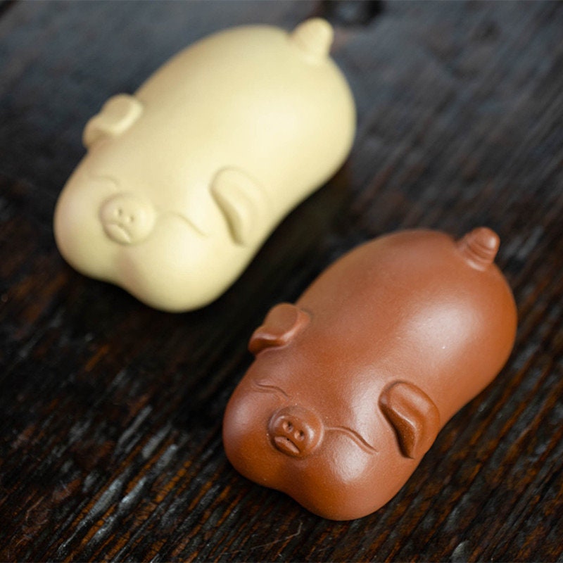 Gohobi Handmade pig ornaments Tea pets ceramic YiXing clay Chinese Gongfu tea Kung fu tea Japanese Chado unique ornaments