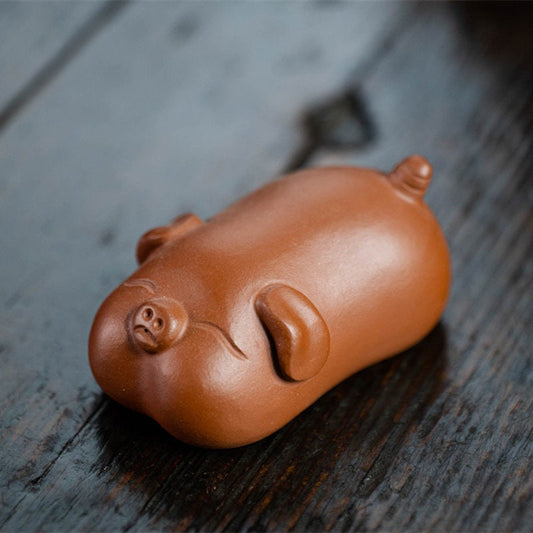 Gohobi Handmade pig ornaments Tea pets ceramic YiXing clay Chinese Gongfu tea Kung fu tea Japanese Chado unique ornaments