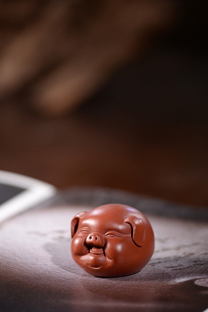 Gohobi Handmade pig ornaments Tea pets ceramic YiXing clay Chinese Gongfu tea Kung fu tea Japanese Chado unique ornaments