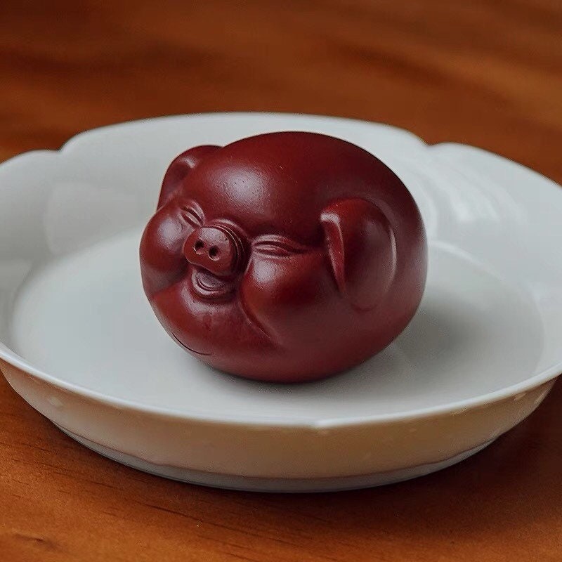 Gohobi Handmade pig ornaments Tea pets ceramic YiXing clay Chinese Gongfu tea Kung fu tea Japanese Chado unique ornaments