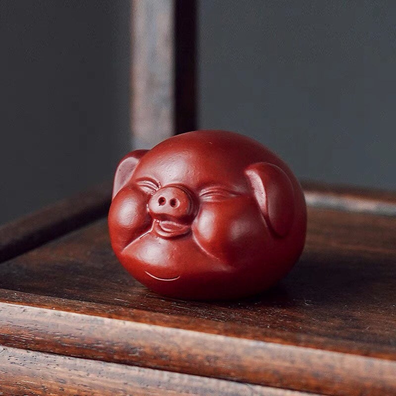 Gohobi Handmade pig ornaments Tea pets ceramic YiXing clay Chinese Gongfu tea Kung fu tea Japanese Chado unique ornaments