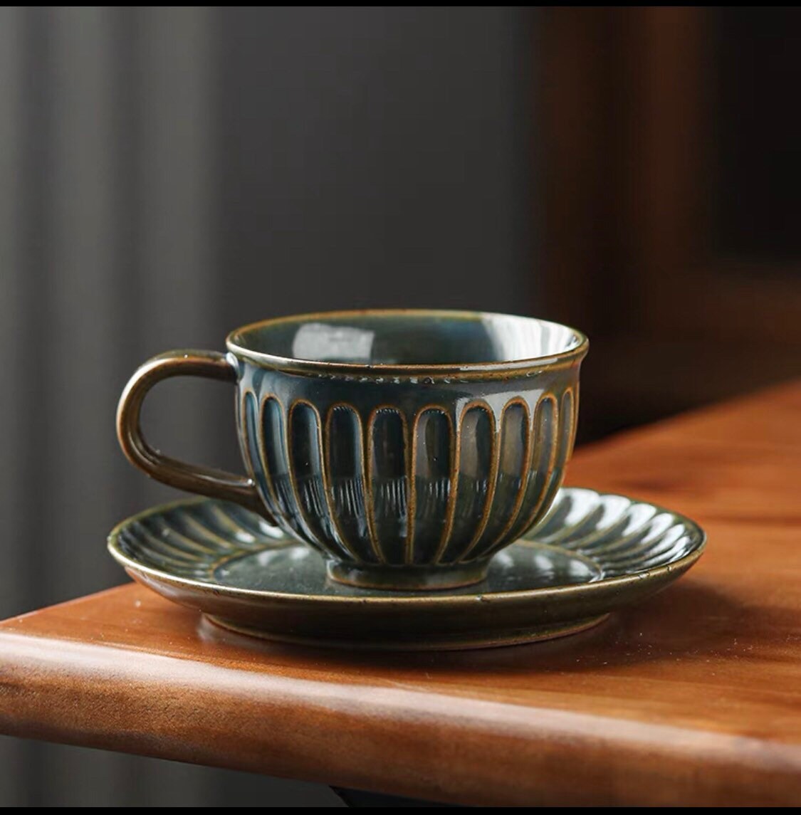 Gohobi Handmade stoneware Coffee cup and saucer Japanese vintage style coffee mug