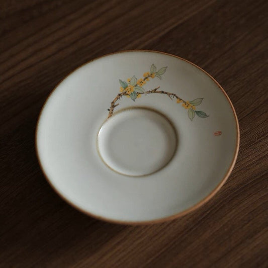 Gohobi Handmade floral gaiwan Tea cup Set, Hand painted, vintage, high quality, Rustic, Japanese Tea, Green Tea, Gongfu tea, Osmanthus