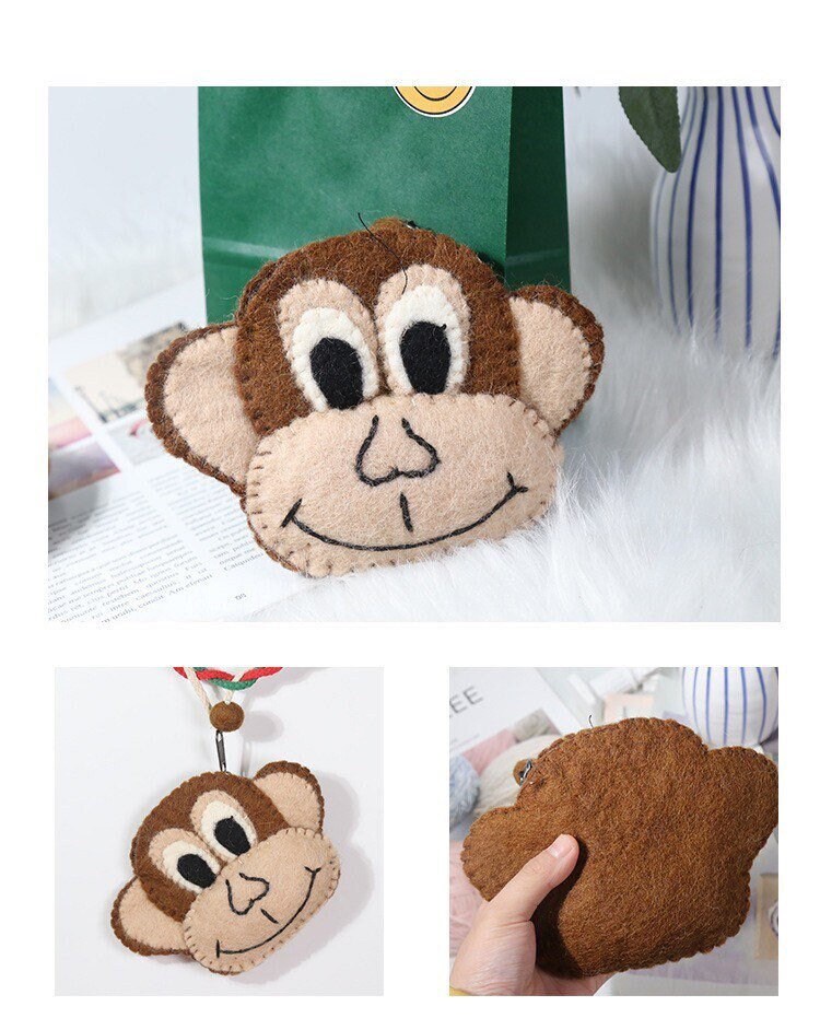 Gohobi Wool purse, Coin purse, Animal purse, pouches, gift for her, gift for him, cat, elephant, fox, dog, panada, monkey