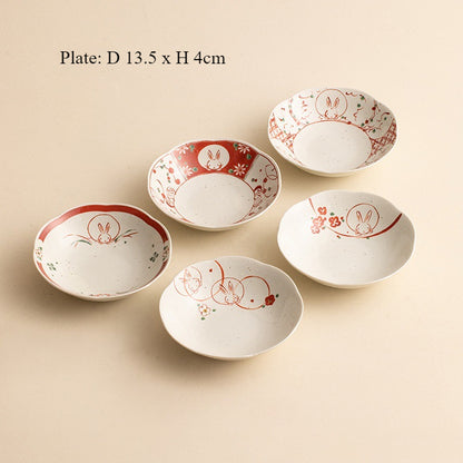 Gohobi Japanese Mino Ware Sakura Rabbit Mug Set