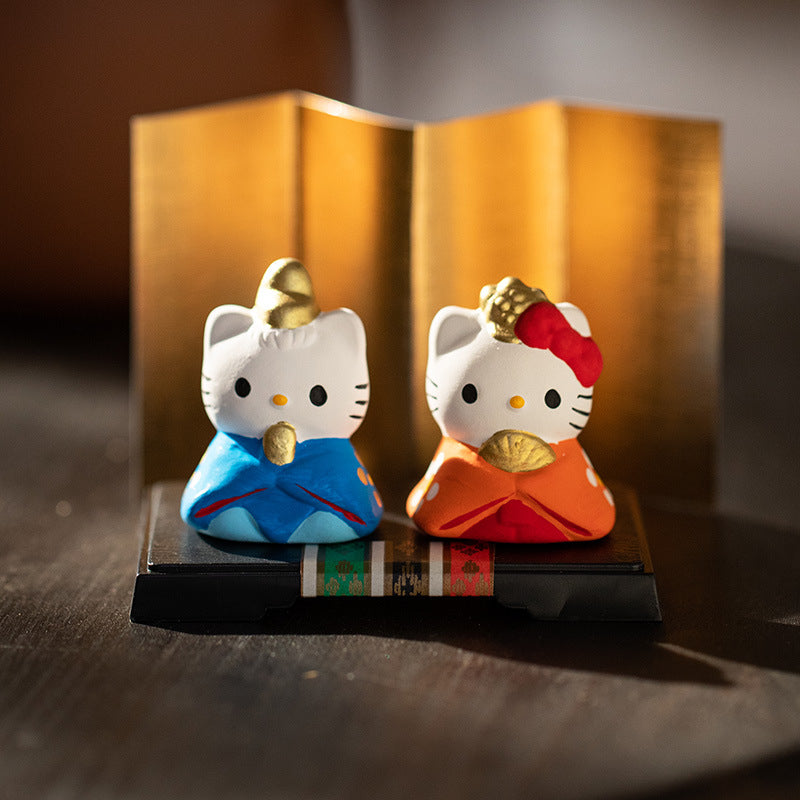 Hello Kitty Couple Ornaments - Ceramic Cute Desktop Decorations