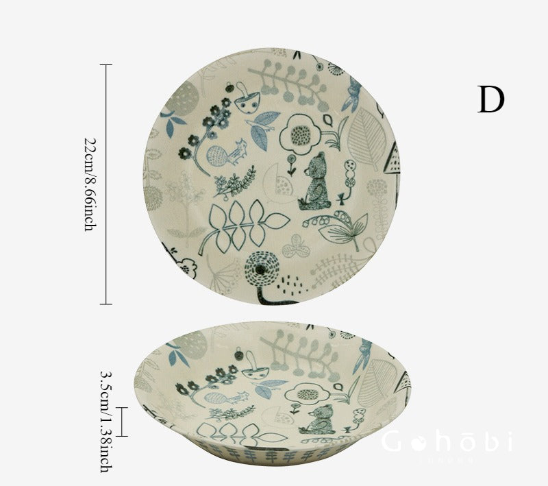 Gohobi Japanese Minoya Ceramic Small Plate [Made in Japan] – Underglaze Minoyaki Tableware