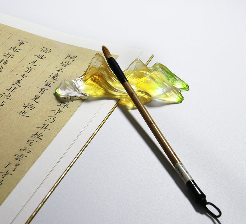 Gohobi Pate de Verre Mountain Coloured Glass Ornament Pen Holder Paperweight