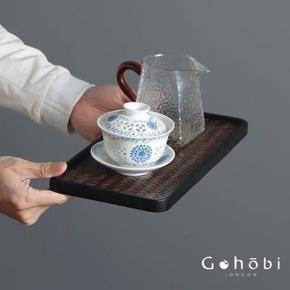 Gohobi Polished Bamboo Tea Tray – Bamboo Woven Gongfu Tea Tray